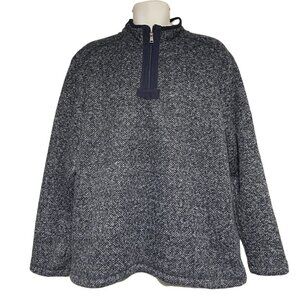 Orvis Mens XL Half-Zip Pullover Sweater Sherpa-Lined  Gray & White‎